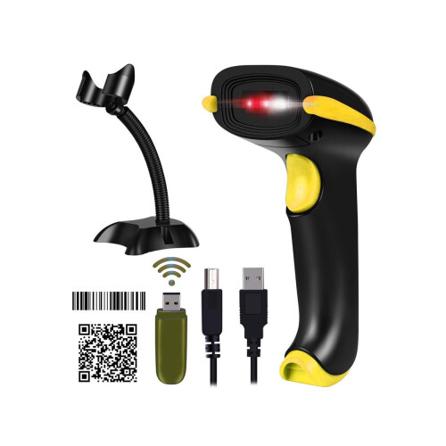 Wireless 2D Barcode Scanner 2 in 1 2.4GHz Wireless & USB 2.0 Wired 1D 2D Barcode Reader with Stand Datamatrix PDF417 QR Bar Code Scanner for Mobile P