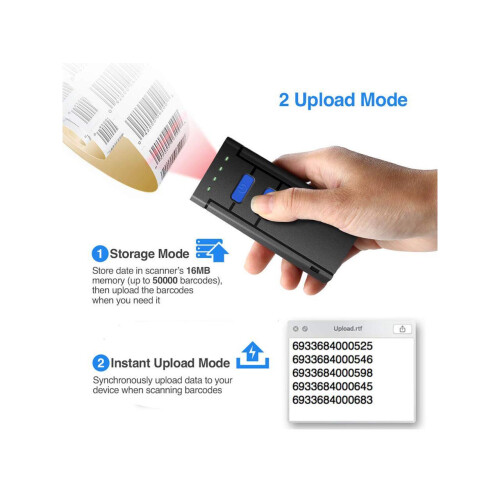 Barcode Scanner Portable 1D Wireless Bluetooth Barcode Reader Compatible with Windows Android iOS Systems for Store Supermarket Warehouse Library 2