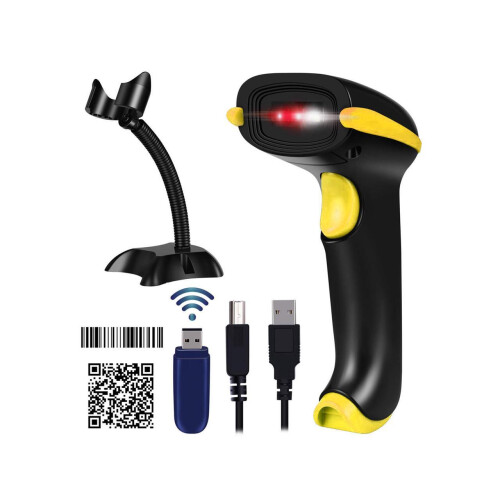 Wireless 1D 2D Barcode Scanner 3 in 1 Compatible with Bluetooth & 2.4GHz Wireless & Wired 1D 2D Bar Code Reader with Stand Datamatrix PDF417 QR Bar Co 1