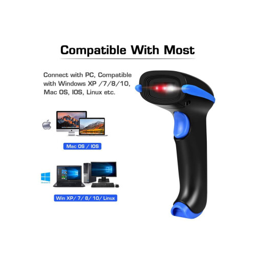 Wireless 2D Barcode Scanner 2 in 1 2.4GHz Wireless & USB 2.0 Wired 1D 2D Barcode Reader with Stand Datamatrix PDF417 QR Bar Code Scanner for Mobile P 2