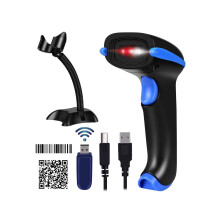 Wireless 2D Barcode Scanner 2 in 1 2.4GHz Wireless & USB 2.0 Wired 1D 2D Barcode Reader with Stand Datamatrix PDF417 QR Bar Code Scanner for Mobile P