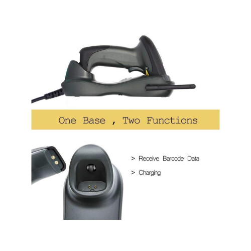 Wireless Barcode Scanner with USB Cradle Receiver Charging Base 433MHz Handheld 1D Cordless Laser Barcode Reader Portable Bar Code Scanning for Retail 2