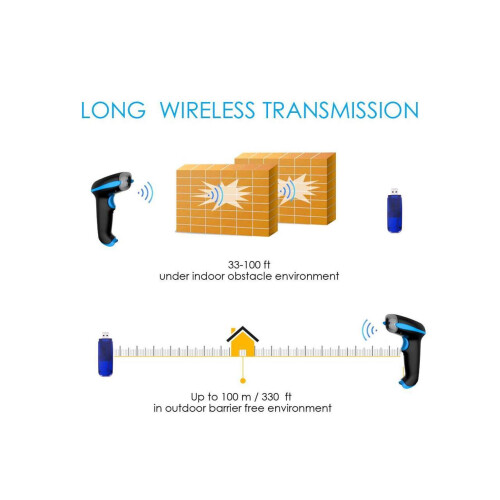 2D Wireless Barcode Scanner 2-in-1 433Mhz wireless & USB 2.0 Wired 1D QR PDF417 Data Matrix Bar Code Scanner Cordless CMOS Image Barcode Reader for Mo 2