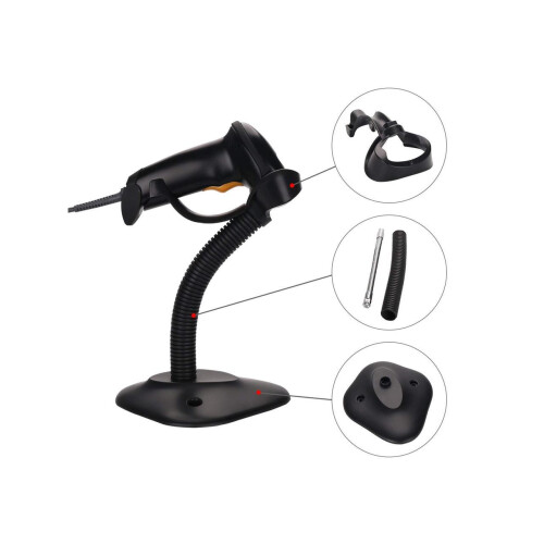 Werleo Barcode Scanner 1D USB Handfree Automatic Barcode Scanner Reader Wired Handheld Barcode Scanner POS Scanning Reader with Adjustable Stand Holde 2
