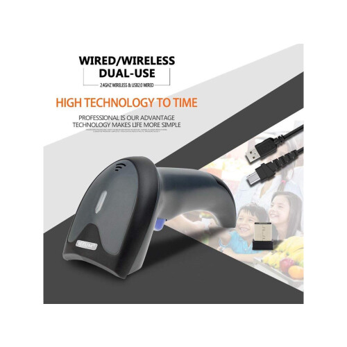 Wireless 2D Barcode Scanner QR Bar Code Reader 2.4Ghz Wireless and USB 2.0 Wired Scan QR PDF417 Data Matrix Maxicode Image Reader Portable Automatic B 2