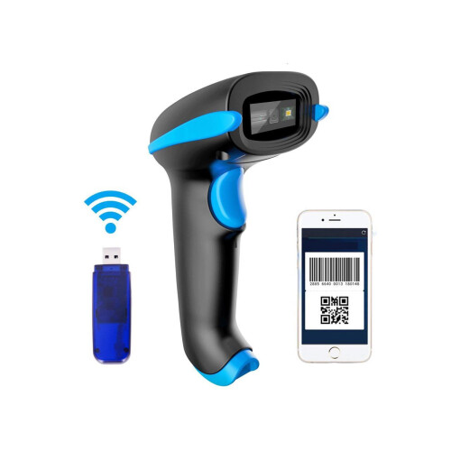 2D Wireless Barcode Scanner 2-in-1 433Mhz wireless & USB 2.0 Wired 1D QR PDF417 Data Matrix Bar Code Scanner Cordless CMOS Image Barcode Reader for Mo 1