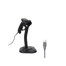 Werleo Barcode Scanner 1D USB Handfree Automatic Barcode Scanner Reader Wired Handheld Barcode Scanner POS Scanning Reader with Adjustable Stand Holde