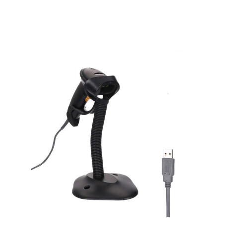 Werleo Barcode Scanner 1D USB Handfree Automatic Barcode Scanner Reader Wired Handheld Barcode Scanner POS Scanning Reader with Adjustable Stand Holde