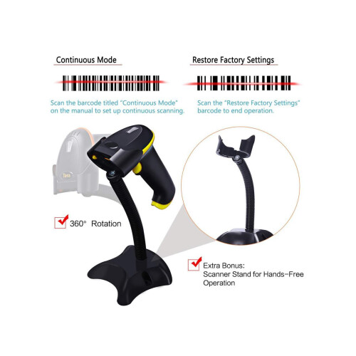Barcode Scanner Wireless 1D 2D 2-in-1 2.4G Wireless & USB 2.0 Wired 2D QR Bar Code Scanner Cordless CMOS Image Barcode Reader for Mobile Payment Compu 2