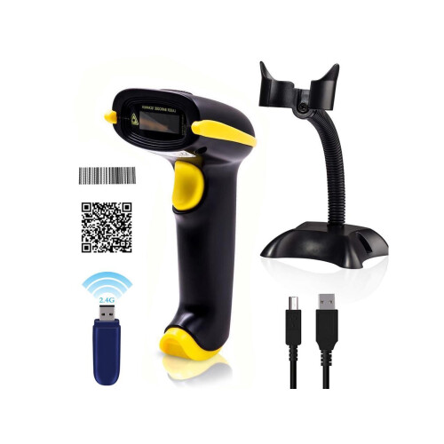 Barcode Scanner Wireless 1D 2D 2-in-1 2.4G Wireless & USB 2.0 Wired 2D QR Bar Code Scanner Cordless CMOS Image Barcode Reader for Mobile Payment Compu