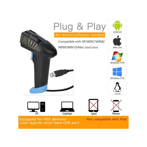 Wireless Barcode Scanner 1D 2D with USB Cradle Charging Base Handheld Bar Code Reader Bar Code Scanner Automatic Sensing Fast Precise Scanner 2