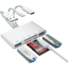 [Apple MFi Certified] 5-in-1 iPhone Memory Card Reader, USB OTG Adapter & SD/TF Card Camera Viewer for iPhone/iPad/PC/Android/Camera/USB C & A Devices