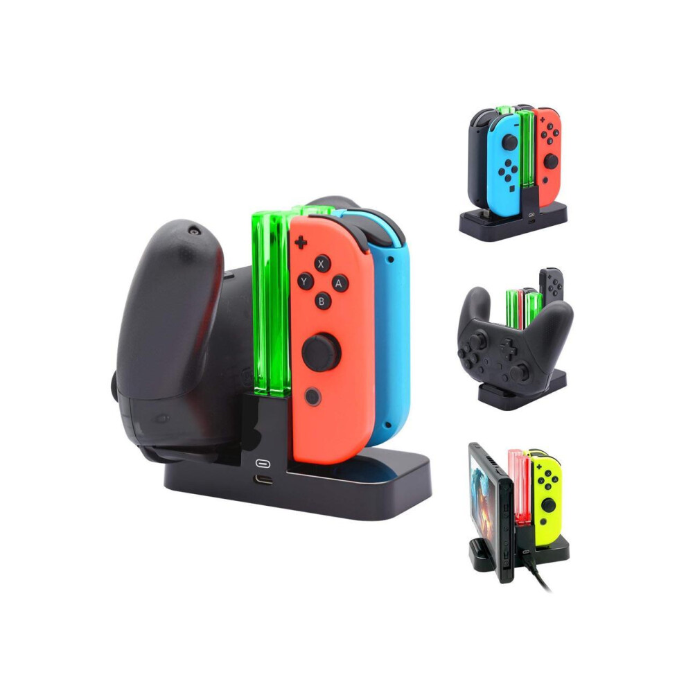 Controller Charger For Nintendo Switch Charging Dock Stand Station For Switch Joy-Con And Pro Controller With Charging Indicator And Type C Charging C 727720276811
