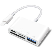 SD Card Reader for iPhone,USB Camera Adapter 4 in 1 USB Female OTG Adapter for SD/TF Card, Memory Card Reader USB Adapter for iPhone with Charging Por