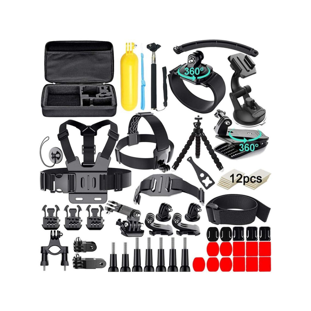 61 In 1 Action Camera Accessories Kit For Akaso Ek7000 Gopro Hero 12 11 10 9 8 7 6 5 4 Hero Session Gopro Max Insta360 Xiaomi Yi Dji Akaso Campark Act Black 609808304480