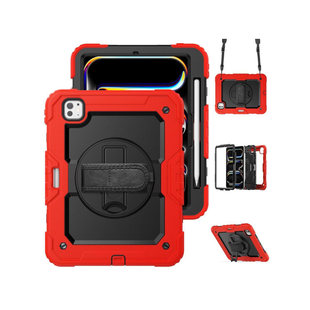 For Ipad Pro 11 Inch Case 2024 M4 2024 5Th Generation A2836/A2837/A3006 Protective Cover With Built-In Screen Protector, 360 Rotating Stand, Adjustab 609808305272
