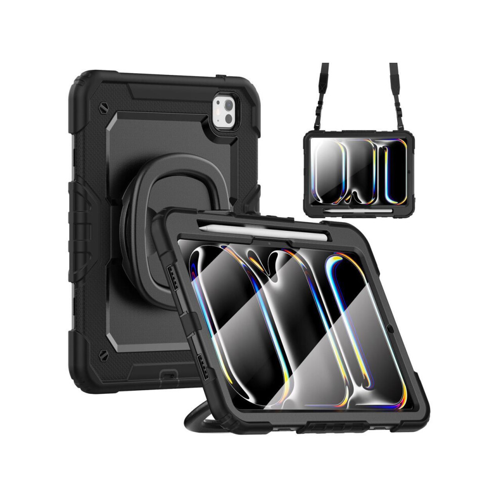 Case For Ipad Pro 11 Inch 2024 M4 2024 5Th Generation A2836 A2837 A3006, Shockproof Protective Cover With Screen Protector, Rotating Stand, Hand/Shoul 609808305319