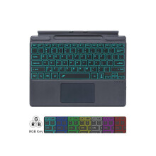Type Cover for 13 inch Microsoft Surface Pro 10 / Pro 9 / Pro 8 / Pro X, Portable Bluetooth Wireless Keyboard with 7-Color Backlits/Touchpad/Pencil Ho