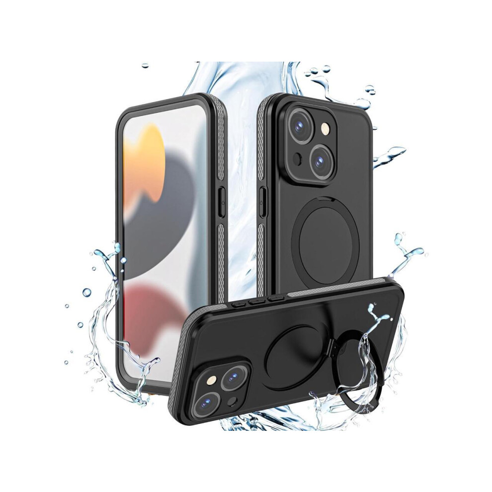 Waterproof Case For Iphone 15 6.1 Inch With Magnetic Stand, Ip68 Waterproof Dustproof Case [Compatible With Magsafe] [Built-In Screen Protector] Full 609808306019