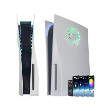 Cover Plates with RGB Light Strip for Playstation 5 Disc Version and Cooling Vent, PS5 Faceplate PS5 Accessories Bundle Console Skin Shell Custom with