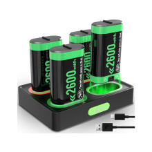 Rechargeable Battery Pack Charger Station for Xbox Controller, 4 x 2600mWh Rechargeable Batteries for Xbox Controller Battery Pack for Xbox One/Xbox S