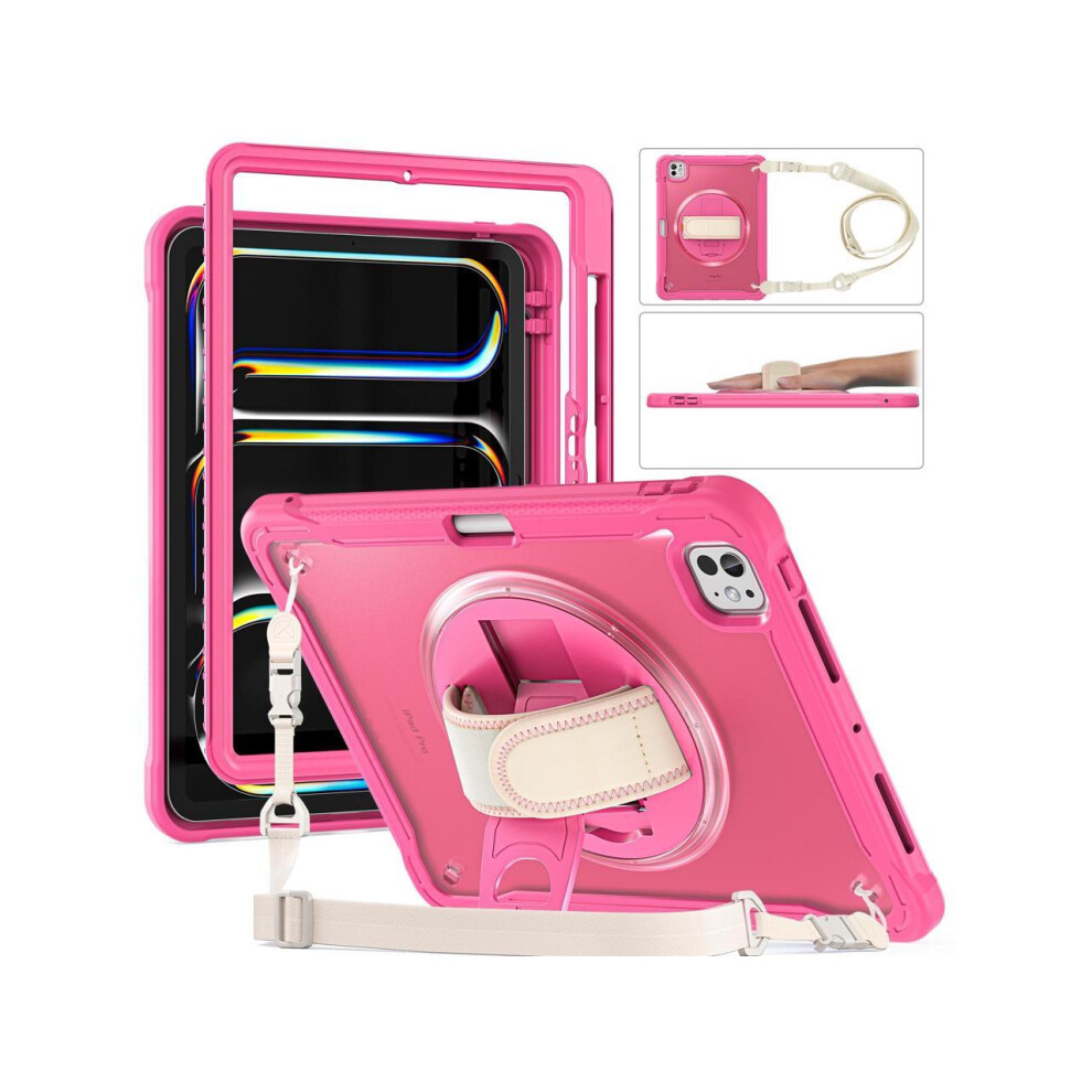 Case For Ipad Pro 11 Inch M4 2024 5Th Gen Heavy Duty Rugged Shockproof Cover With 360 Rotating Hand Strap Foldable Stand & Shoulder Strap, Pencil Hol 609808307887