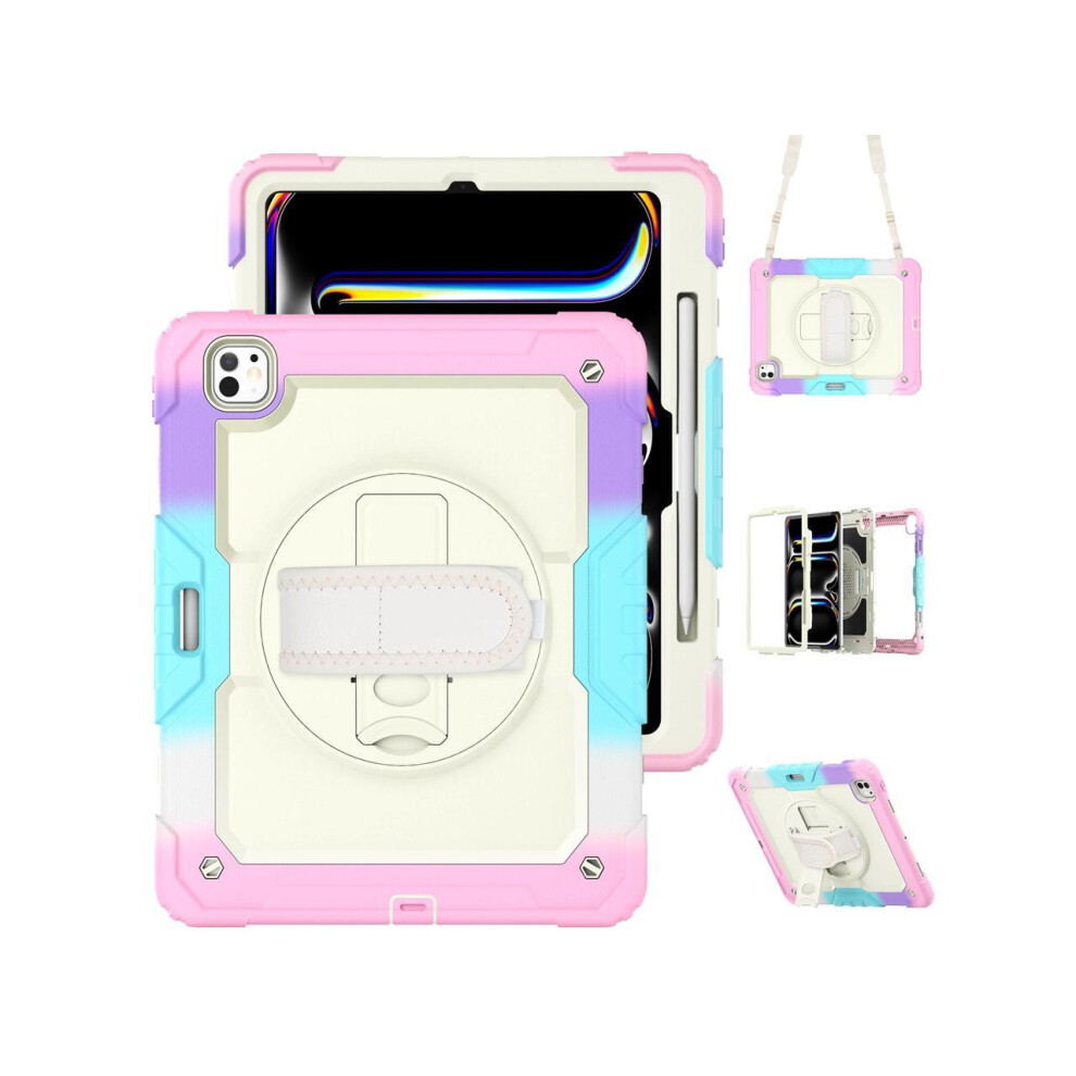 Case For Ipad Pro 13 Inch M5 2025 M4 2024 With Built-In Screen Protector, 360Â° Rotating Stand, Adjustable Shoulder Strap, Pencil Holder 609808307535
