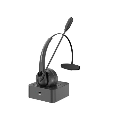 Bluetooth Headset, Wireless Headset with Mic for Work, Computer Headset with Microphone for PC, Bluetooth Lightweight Headset with Noise Cancelling Mi