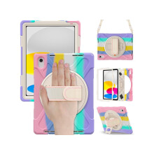 For iPad (A16) 11th Generation 11 Inch 2025, iPad 10th Generation 10.9 inch 2022 Shockproof Cover with Pencil Holder Shoulder Strap Stand