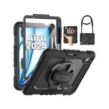 Case for iPad Air 11 inch 7th 6th Generation M3 M2 2025 2024, Heavy Duty Shockproof Protective Cover with Screen Protector, Stand and Hand/Shoulder St