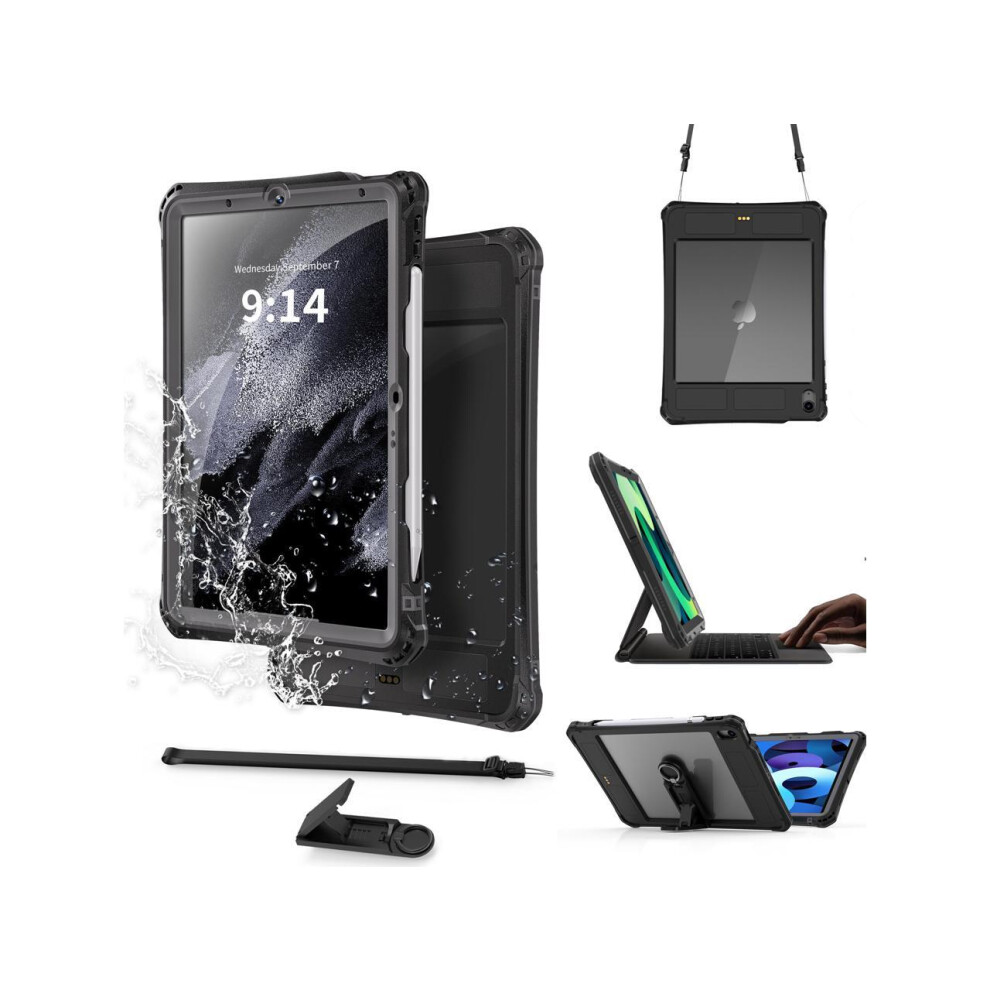 Waterproof Case for iPad Air 11 inch M2025 M2 2024 & iPad Air 5th & 4th Gen 10.9 inch 2022 2020 with Screen Protector/Shoulder Strap/Pencil Holder/Sta