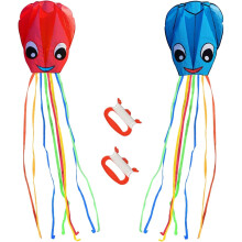 2 Pack New Upgraded Smiley Big Octopus Kite, Easy to Fly Long Co