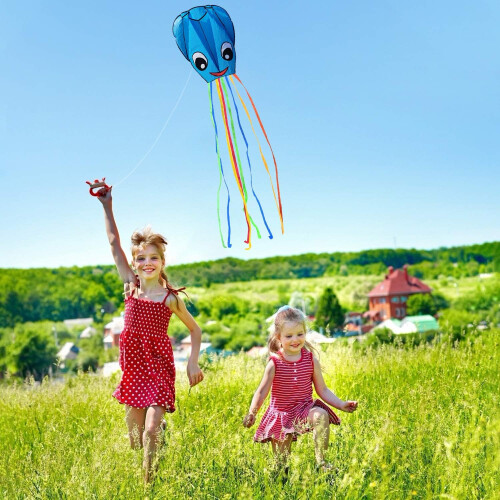 2 Pack New Upgraded Smiley Big Octopus Kite, Easy to Fly Long Co 2