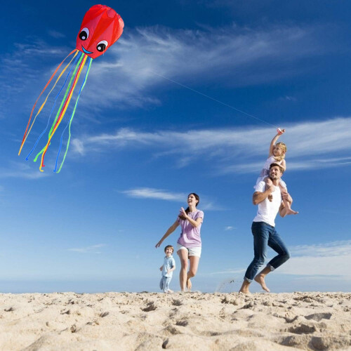 2 Pack New Upgraded Smiley Big Octopus Kite, Easy to Fly Long Co 1