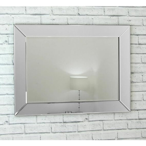 Frameless Mirrored Border Bevelled Mirror 80x60CM