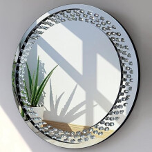 Float Jewel Round Mirror Diamante 60Cm