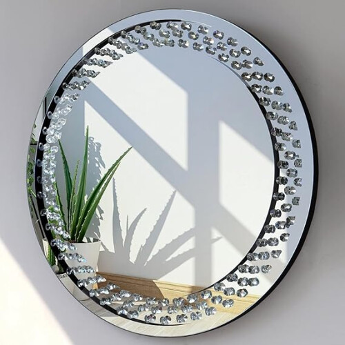 Float Jewel Round Mirror Diamante 60Cm
