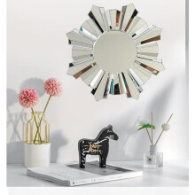 Contemporary Large Round Sunburst Wall Mirror Silver 65cm