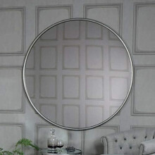 Round Silver Mirror Metallic Frame 60X10cm