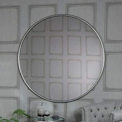 Round Silver Mirror Metallic Frame 60X10cm