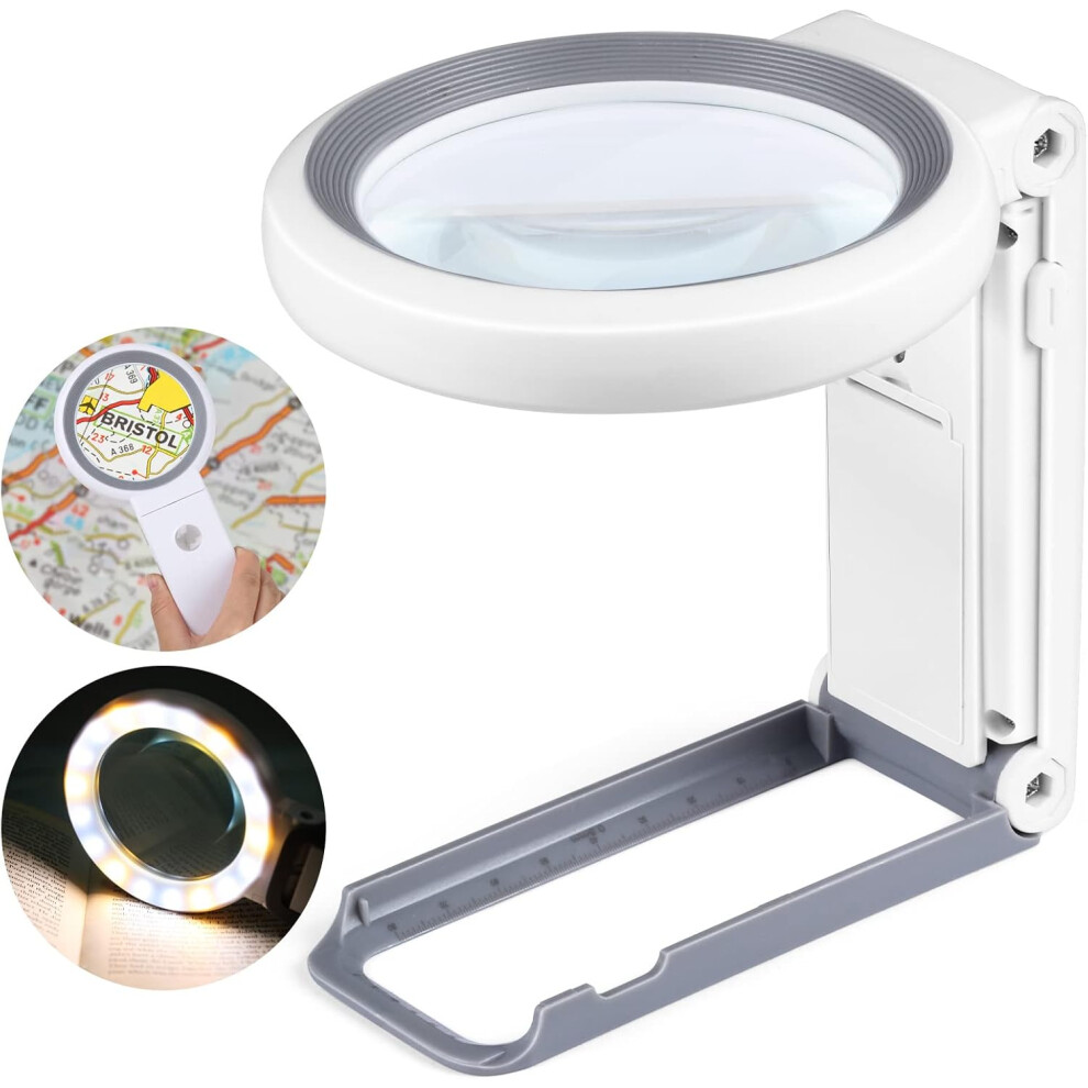 Liling Light 30X 10X Magnifier With And Stand, Foldable Handheld Magnif