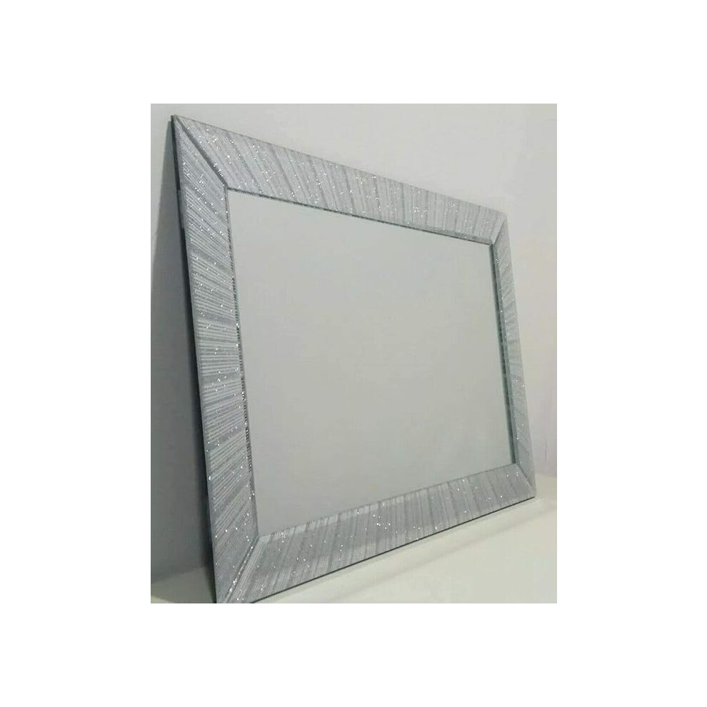 Biznest Sparkle Glitter Mirror 80X60cm Silver