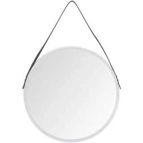 Round Mirror With Faux Leather Strap 52X4.5cm