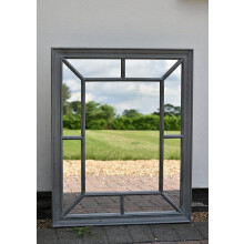 Living Mirror Grey Window Style Wall Mirror Stylish 76x60cm