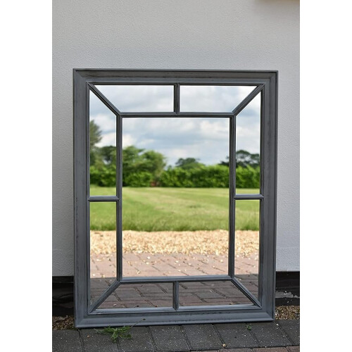 Living Mirror Grey Window Style Wall Mirror Stylish 76x60cm