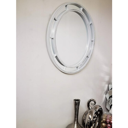 White Shabby Chic Oval Mirror 48.5x58.5x3CM 2