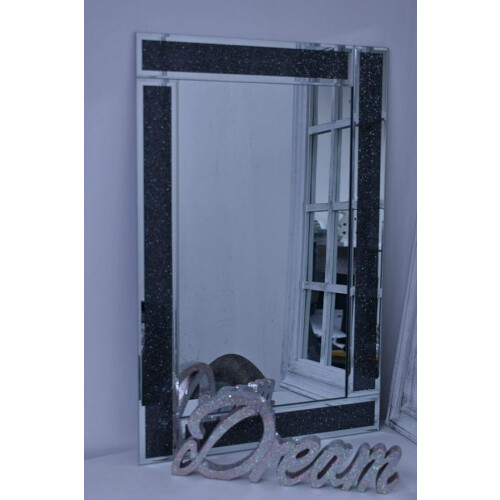 Glitter Black Glass Mirror Bling Style 90x60cm