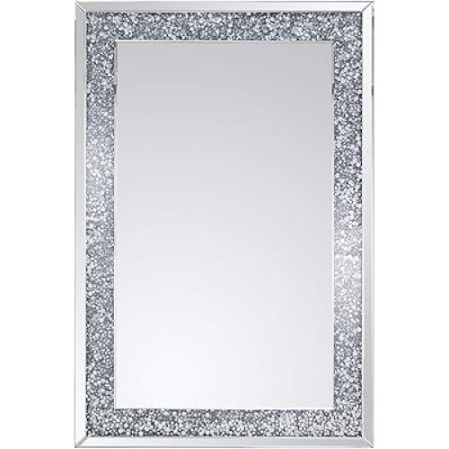 Crushed Crystal LED Mirror Silver Home 104x74cm
