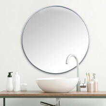 Round Grey Wall Mirror Aluminium Frame 60cm