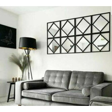 9x Boston Black Wall Mirrors Square 40cm